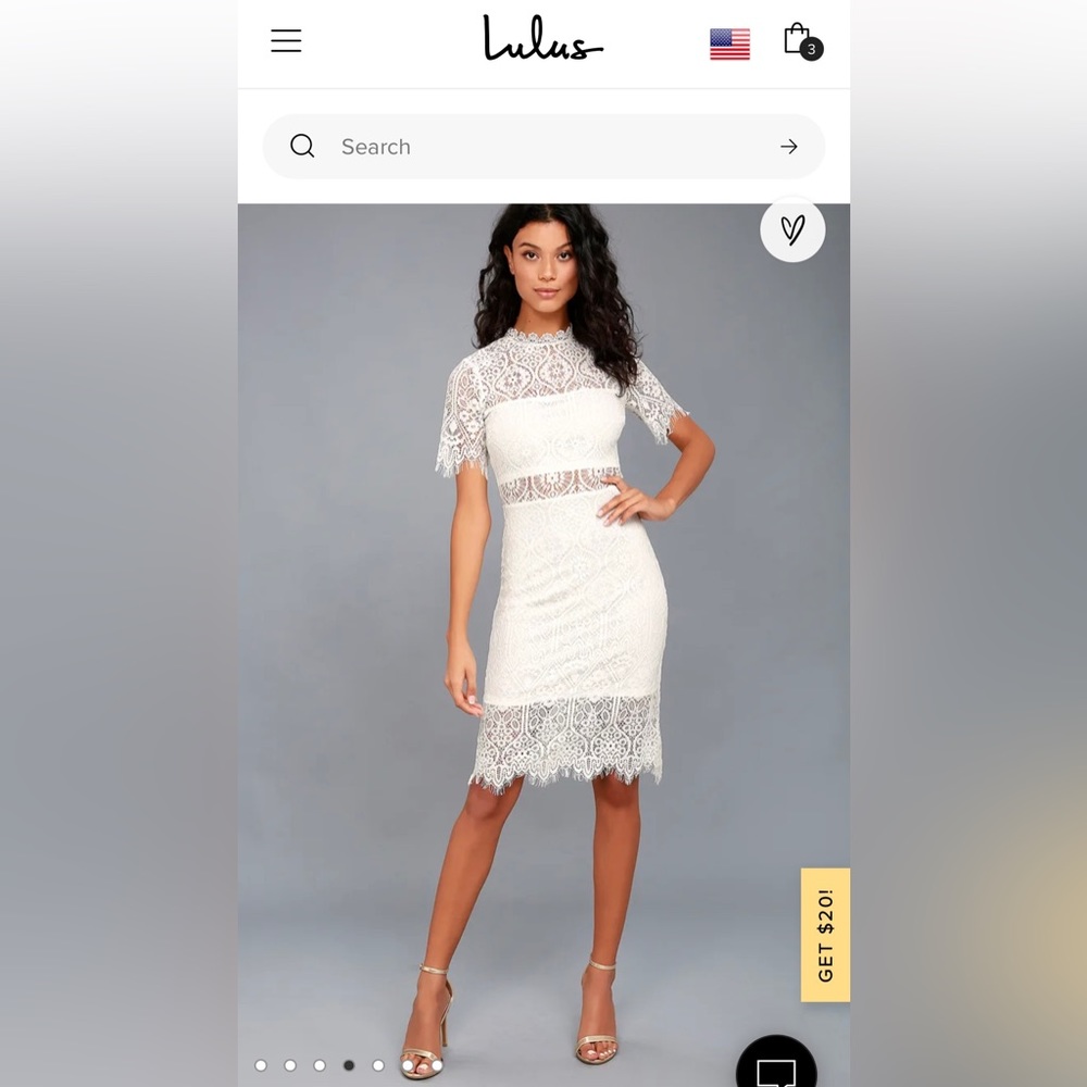 Lulu’s Remarkable white Lace Dress- size small
